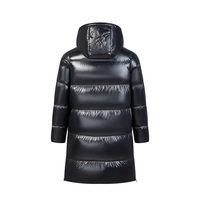 Veste longue thermique imperméable pour femmes manteau noir d'hiver avec col en sable à capuche et fermeture éclair à bouton coupe-vent