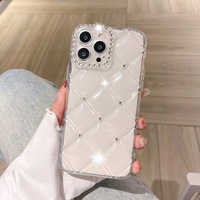 Coque de téléphone antichoc transparente en TPU effet diamant pour iPhone 18 17 16 Pro Max 15 13 14 11, avec strass de luxe, protection intégrale