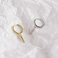 Pendientes de Plata de Ley S925 con Circonita Estilo Coreano, Regalos para Mujer, Pendientes de Aro con Borla Triangular