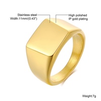 Großhandel Minimalistischer Personalisierbarer Logo-Muster-Gravur Ovaler Runder Rechteckiger Herz-Goldbeschichteter Edelstahl Blanko Siegelring