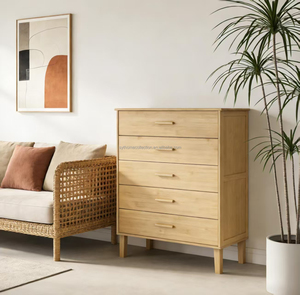 Commode à 5 tiroirs Mofern Natural pour chambre à coucher, organisateur de rangement, armoire de rangement pour chambre à coucher, couloir, placard - Product Image 1