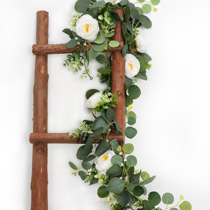 Guirnalda de Rosas y Eucalipto Artificial para Decoración de Mesa en Bodas y Fiestas, Fondo Floral con Tacto Real - Product Image 3