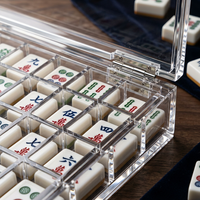 Boîte de rangement et de présentation moderne en acrylique transparent pour tuiles de mahjong avec couvercle, taille personnalisée, organisateur multi-usages