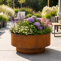 Brasero moderne rustique en acier Corten, grande cheminée ronde d'extérieur pour terrasse, usage commercial et résidentiel