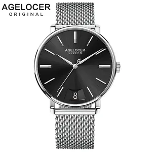 AGELOCER Edelstahl Mesh Armband Quarz werk Wasserdichte Uhren Herren Saphir uhr Herren Luxus uhr