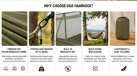 Hamac de camping pliable portable anti-retournement pour une ou deux personnes, idéal pour le camping, le jardin et le parc