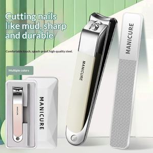 Kit Pemotong Kuku Anti-Cipratan Baja Tahan Karat dengan Bilah Melengkung Portabel 2-Potong Set Manikur Hadiah untuk Wanita dengan Kotak Hadiah - Product Image 1