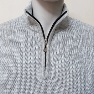 Pull-over col montant minimaliste à double fermeture éclair pour homme, coupe ample et décontractée, style automne, veste en maille haut de gamme - Product Image 5