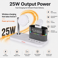Chargeur sans fil magnétique 3-en-1 pour iPhone, pour Watch, avec affichage de l'heure, support de charge rapide 25W, lieu d'origine