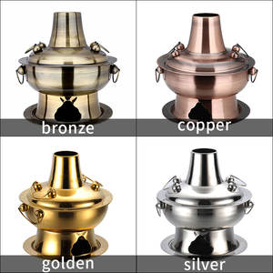 베이징 중국식 훠궈 28/32/34cm 대형 구리 스테인리스 전통 숯불 훠궈 냄비 피크닉 레스토랑용 - Product Image 6