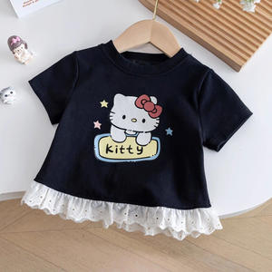 <span class=keywords><strong>T</strong></span>-<span class=keywords><strong>shirt</strong></span> à manches courtes pour filles, avec nœud en dentelle, nouvelle collection é<span class=keywords><strong>t</strong></span>é, style doux, tendance, mignon et élégant, vente en gros - Product Image 5