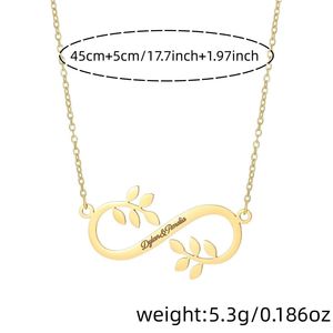 Collana con Simbolo Infinito Personalizzata con <span class=keywords><strong>Nomi</strong></span> e Alfabeto Incisi, Catene in Acciaio Inossidabile Placcato Oro per Donne e Uomini - Product Image 6
