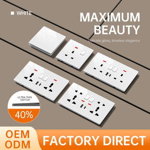 สวิตช์และเต้ารับติดผนัง <span class=keywords><strong>LAPU</strong></span> Luxury กระจกนิรภัย ขนาด 86 มม. 146 มม. สีขาว ดำ เทา ทอง - Product Image 1