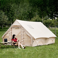 Tente gonflable extérieure multi-personnes personnalisée, grande, imperméable, 3000+, en toile Oxford coton/nylon PVC, avec poteaux en aluminium