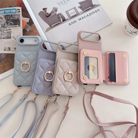 Étui Portefeuille en Cuir de Luxe avec Bandoulière et Anneau de Suspension pour iPhone 17 16 Pro Max 16 15 Plus 14 13 12