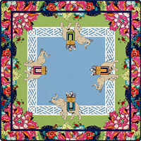 Tapis de Mahjong Méditerranéen Coloré Série M183, Antidérapant, Réduction du Bruit, Tapis de Table pour Jeux de Société, Poker