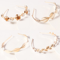 Rétro européen et Américain en métal femme accessoires de cheveux perle fleurs feuilles mariée bandes de cheveux