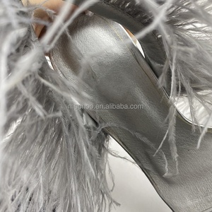 Personalizzare i sandali con tacco alto con piume di struzzo con cinturini con diamanti per donne Mature e sexy sandali con tacco alto - Product Image 3