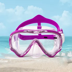 Máscara de mergulho para adultos e jovens, máscara de silicone panorâmica Hd para rosto inteiro, resistente a vazamentos e impacto
