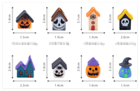Mini Figurines en vrac Micro résine Halloween Miniature fantôme Zombie toile d'araignée citrouille maison 3D bricolage ornements pour stylos enfants jouets de bain