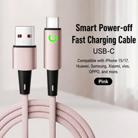 Cable Trenzado Tipo C de 240W con Apagado Automático, Carga Rápida USB-A a Tipo C PD 240w para iPhone