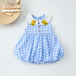 Vestido de Verano para Niñas al por Mayor de Angou, Vestido de Algodón Vintage sin Mangas para Niñas, Vestido Camisero con Falda - Product Image 2