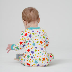 Mono de bebé personalizado con estampado de estrellas, manga larga, de algodón, con cremallera, ropa de bebé de bambú, venta al por mayor - Product Image 4