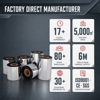 Ruban code-barres en cire premium amélioré NEBR 24mm 110mm*300m pour imprimante d'étiquettes (noir) - Vente en gros usine
