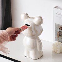 Ornements d'ours de luxe haut de gamme en céramique, bibelots pour le salon, le meuble TV, le meuble à vin, tirelire à domicile