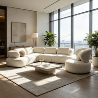 Canapé d'angle modulaire en forme de L, grand format, blanc, en tissu bouclé, style moderne, PZCN HOME, pour salon
