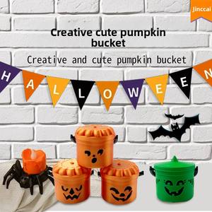 Seau à bonbons d'Halloween en plastique imprimé en 3D, figurine miniature de citrouille, jouet avec personnages de Frozen, mini-seau cadeau d'Halloween, le plus vendu - Product Image 3