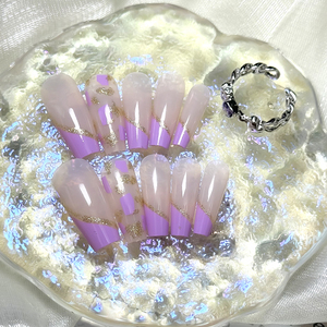 Ongles artificiels de luxe de créateur, 24 pièces par boîte, longue tenue, style européen et américain, roses, forme ballerine - Product Image 2