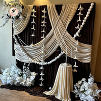 Rouleau de tissu de fond en soie de lait ANNIELU sur mesure, rideaux sans plis pour la décoration de mariages et de fêtes