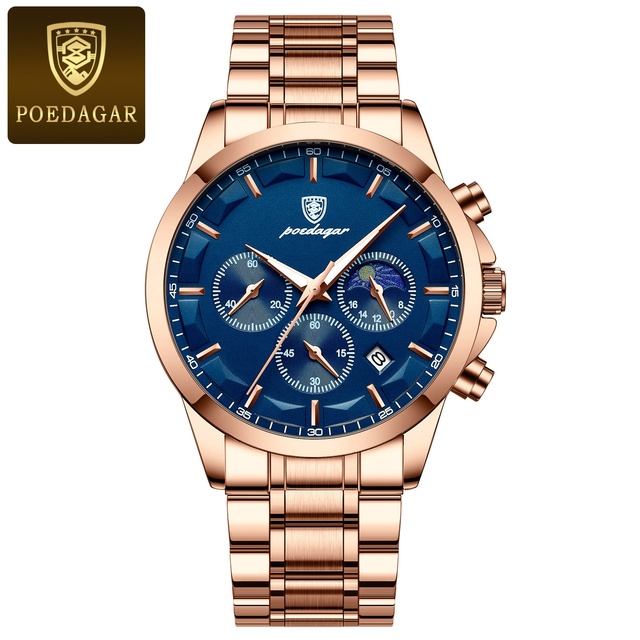 Limited Offer 928New Men's Sporty Watch Multi-functional Six-hand Three-clasp Luminous Waterproof Quartz Alloy Case 22mm Watch
