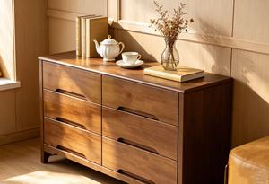 Modern Solid Wood <b>6</b>-<b>Drawer</b> Living Room Cabinet Minimalist Storage Furniture for Home Use - Product Image 3