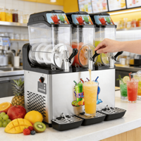 Kommerzieller Tragbarer Multifunktionaler 3-Behälter Slushy-Maker Mixer Smoothie-Maschine mit Rotierendem Behälter