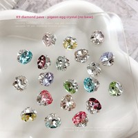 Ornement de nail art K9 sans fond, forme œuf de pigeon, motif diamant, ovale, couleurs rose vif, rouge, bleu, violet, fini, fait main, accessoire en forme de boule