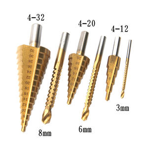 Mr Drill Step Drill Bit 4-32mm Triangular Shank Gold Finish Metal Drilling <b>Tool</b> Set - Product Image 3
