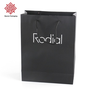Sacs shopping en papier bleu Klein personnalisés, impression texte blanc, poignées en corde de coton, sacs fourre-tout pour exposition, nouveaux produits, cadeaux - Product Image 3