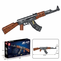 Modèle de jouet électronique militaire MOC AK47, blocs de construction, pistolet lanceur, ensemble de construction éducatif, plastique ABS, 1366 pièces, 5-7 ans