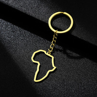 Porte-clés Carte d'Afrique en Forme de Cœur Lisse, Vente Chaude, Accessoire Ethnique Polyvalent en Acier Titane pour Hommes et Femmes