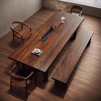 Nouvel ensemble de table et de chaises à thé en bois de noyer massif de style chinois, meubles multifonctionnels pour bureau et salon, modèle Aika0608