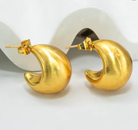 Boucles d'oreilles créoles YTJX luxueuses brossées épaisses en forme de C, boucles d'oreilles ouvertes audacieuses et volumineuses, boucles d'oreilles dorées de qualité supérieure pour femme