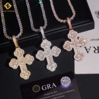 ZHANFA JEWELRY Collier pendentif croix en moissanite plaqué or 18 carats, serti pavé, certifié GRA, bijoux religieux de luxe unisexe