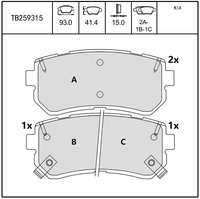 Plaquettes de frein 58302-C1A15 pour HYUNDAI GENESIS I30 IX35 SONATA VERNA Essieu arrière Plaquettes de frein semi-métalliques FDB4408