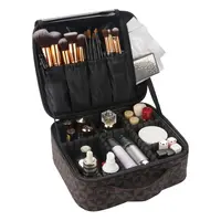 Amazon Hot Koop Draagbare Lederen Beauty Bag Organizer Reizen Cosmetische Tas Beschermende Make-Up Case