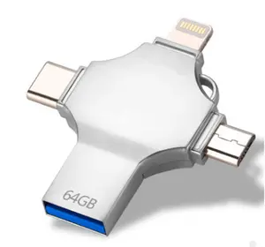Custom Type C Metal 4 In 1 Usb Flash Drive 32GB 64G 128G 3.0 Memory Stick 16Gb usb Disk For Phone And Computer