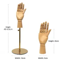 Mannequin de main en bois massif avec support de présentation de gants réaliste pour vitrine de magasin de vêtements moderne, idéal pour les bijoux et les bagues