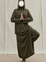 Setelan Olahraga Muslim Wanita Willson Custom OEM 2 Potong, Hoodie Lengan Panjang, Celana Lebar, Cepat Kering, Bernapas
