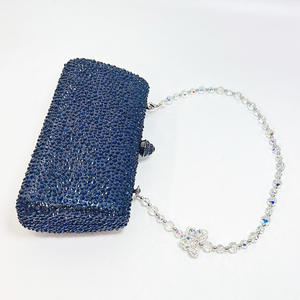 Monedero de diamantes de imitación de cristal ostentoso para mujer, bolso de mano de lujo para noche, boda, fiesta, graduación, bolso de mano brillante con cadena de lazo - Product Image 4